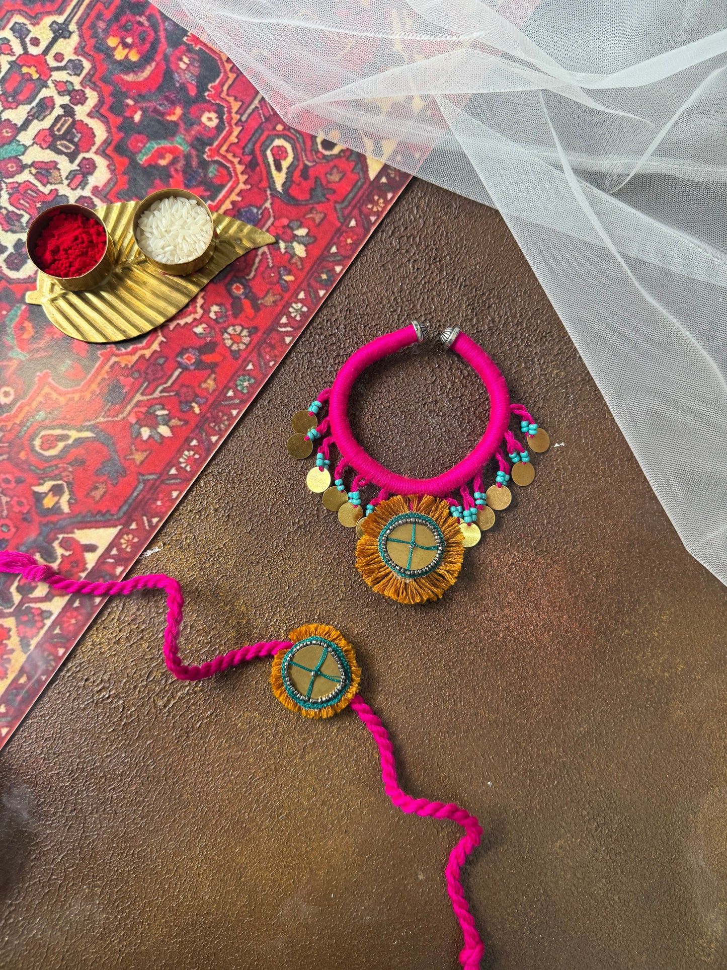 Pink Coin Couple Rakhi