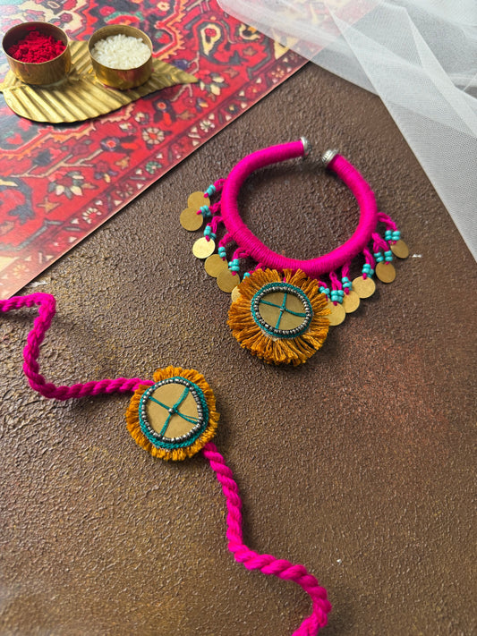Pink Coin Couple Rakhi