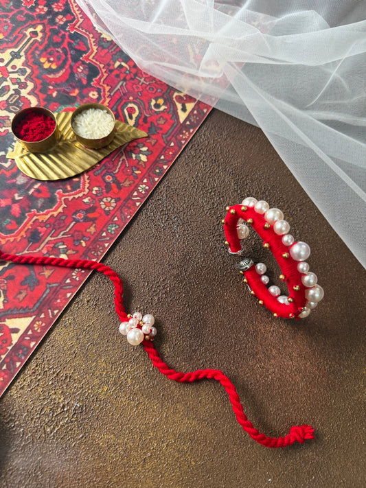 Red Pearl Couple Rakhi