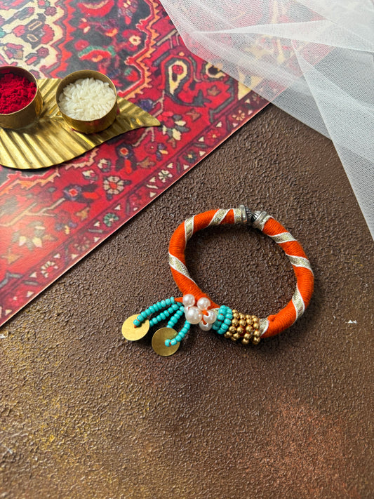 Orange Pearl Bhabhi Rakhi